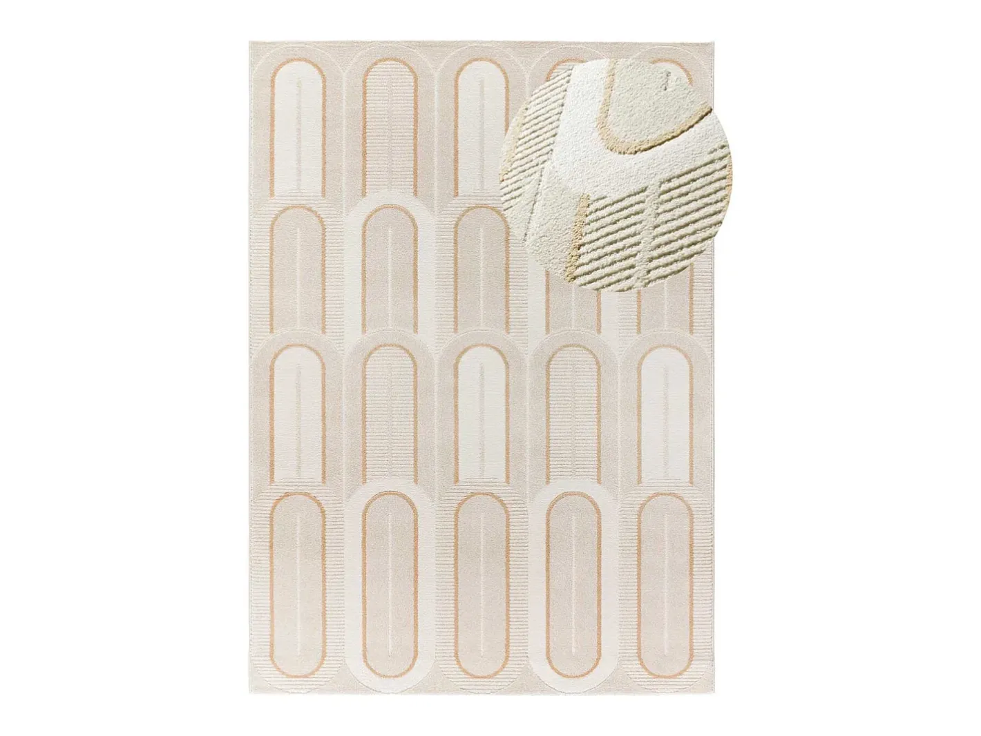 Alfombra interior - geométrico con relieve - - 160 x 230 cm - FLORA Blanco Discount