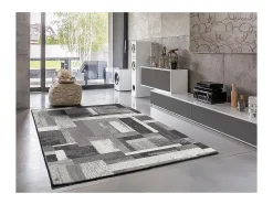 Alfombra interior - geométrico - - 67 x 250 cm - AMBER Gris Sale