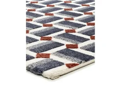 Alfombra De Salón-Alfombra interior - geométrico con relieve - - 160 x 230 cm - AMARA Azul / Blanco