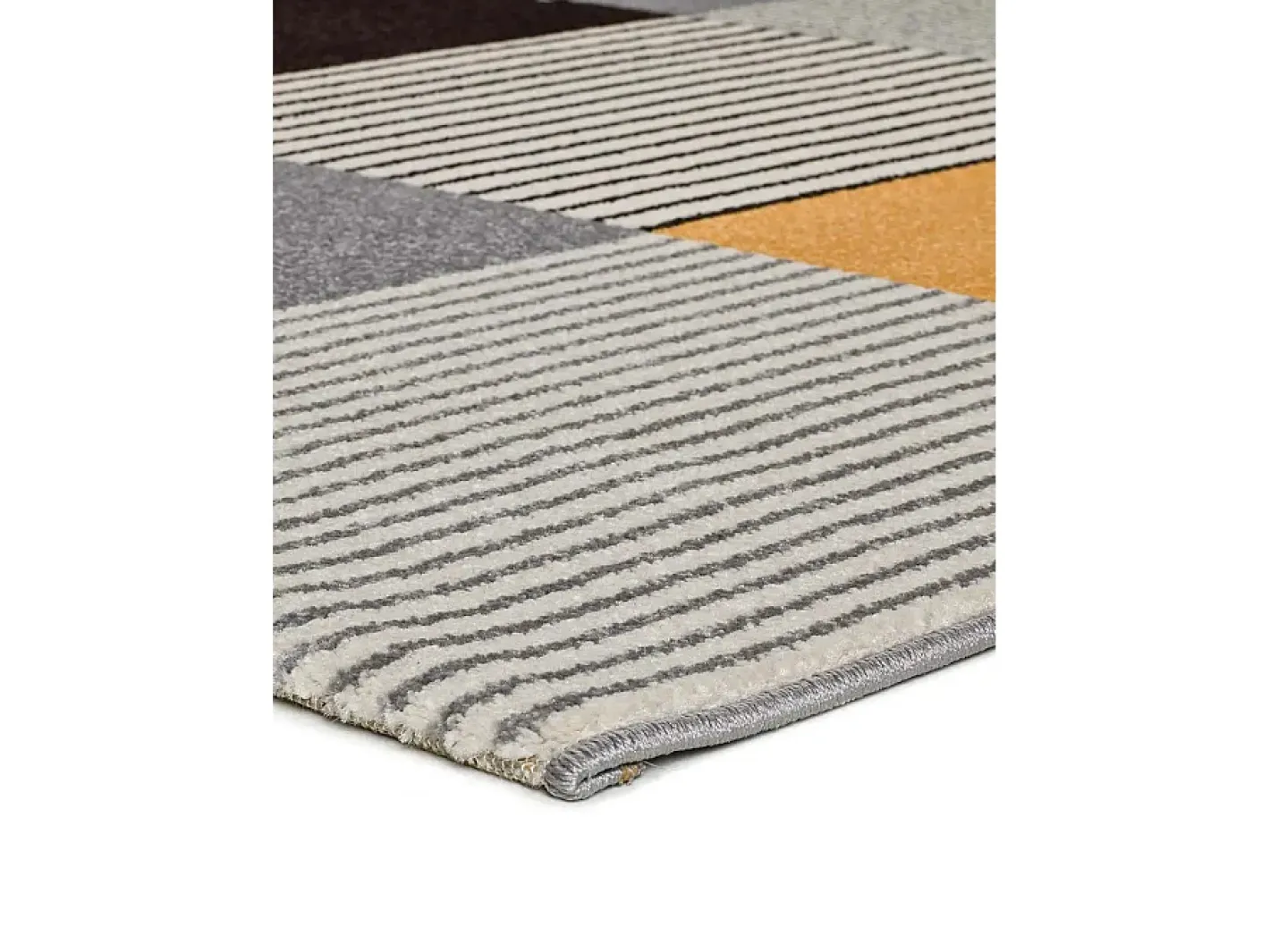 Alfombra De Salón-Alfombra interior - geométrico - gris - 140 x 200 cm - GLADYS Gris / Mostaza
