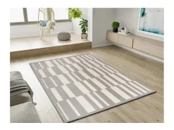 Alfombra De Salón-Alfombra interior - geométrico con relieve - - 200 x 290 cm - BARESA Gris / Blanco