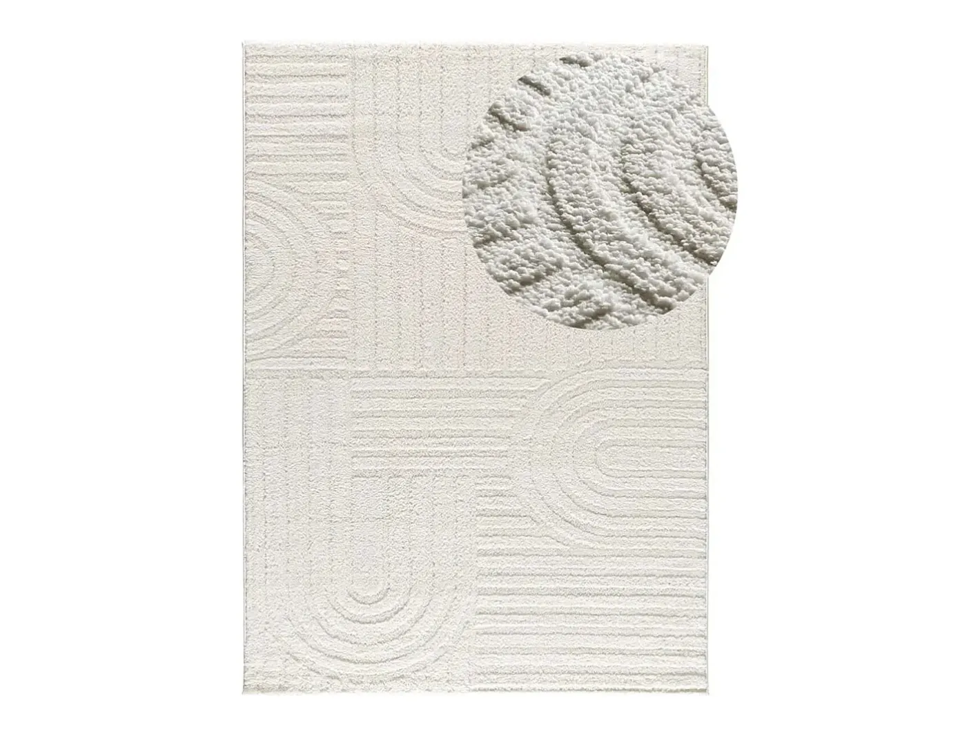 Alfombra interior - geométrico con relieve - - 190 x 285 cm - JUNO Blanco New