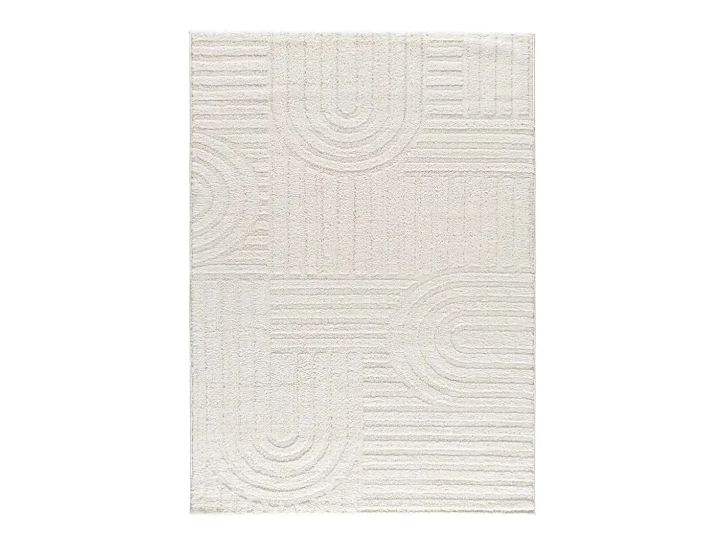 Alfombra interior - geométrico con relieve - - 190 x 285 cm - JUNO Blanco New