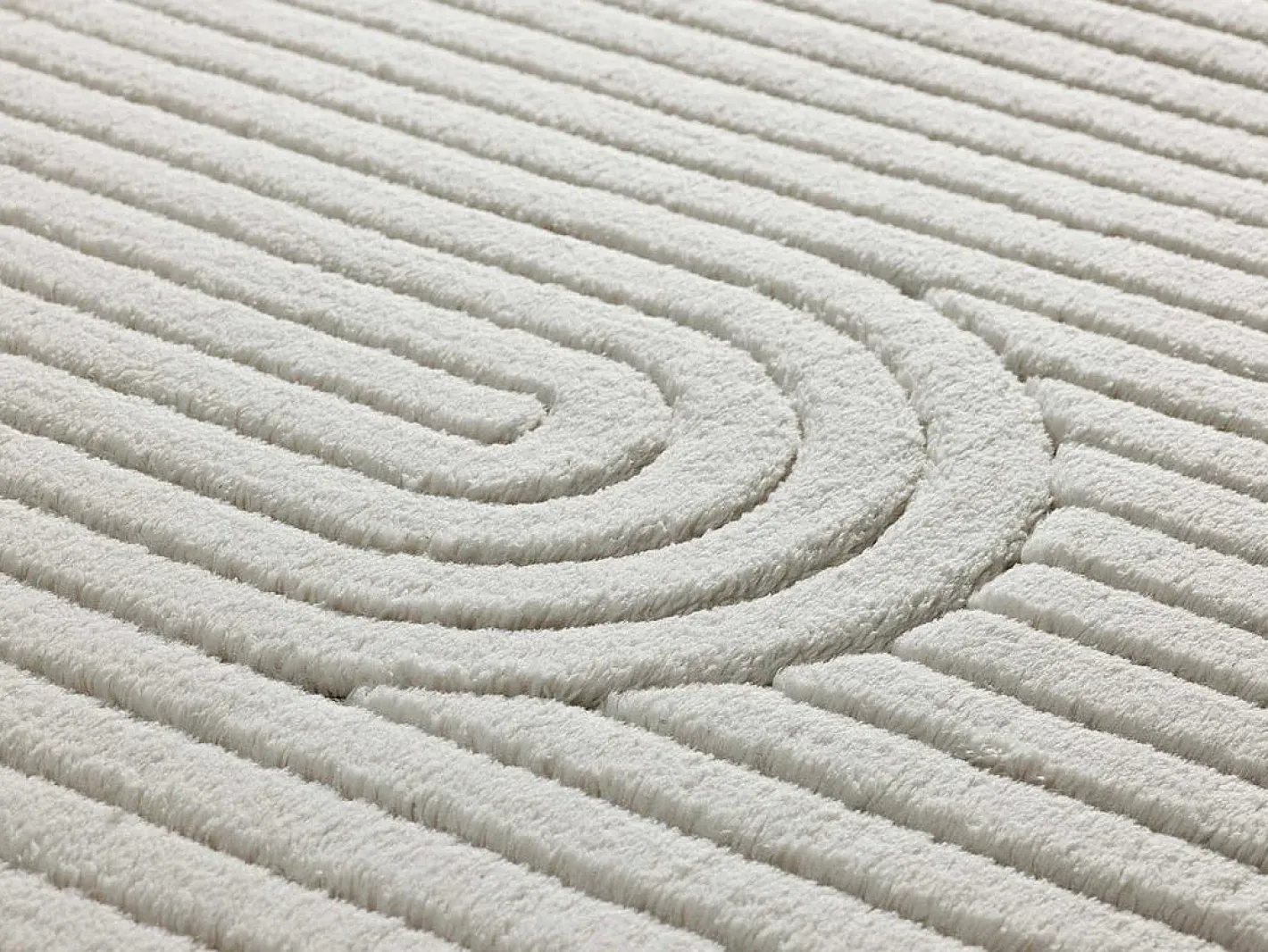 Clearance Alfombra interior - geométrico con relieve - crema - 80 x 150 cm - ESTILO Blanco