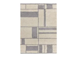 Outlet Alfombra interior - shaggy geométrico - plata - 133 x 190 cm - HELIA Plateado