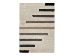Alfombra De Salón-Alfombra interior - shaggy geométrico - beige / gris - 135 x 190 cm - SCENIC Gris / Beige