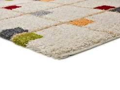 Alfombra interior - shaggy geométrico - multicolor - 80 x 150 cm - BREMEN Blanco / Multicolor Discount