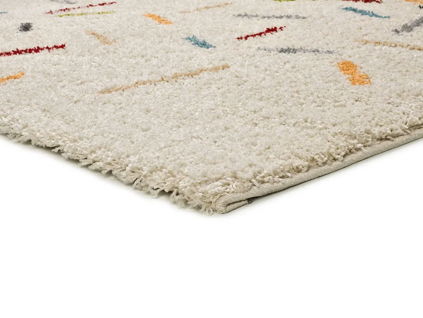 Alfombra De Salón-Alfombra interior - shaggy geométrico - multicolor - 133 x 190 cm - BREMEN Blanco / Multicolor
