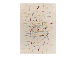 Alfombra De Salón-Alfombra interior - shaggy geométrico - multicolor - 133 x 190 cm - BREMEN Blanco / Multicolor