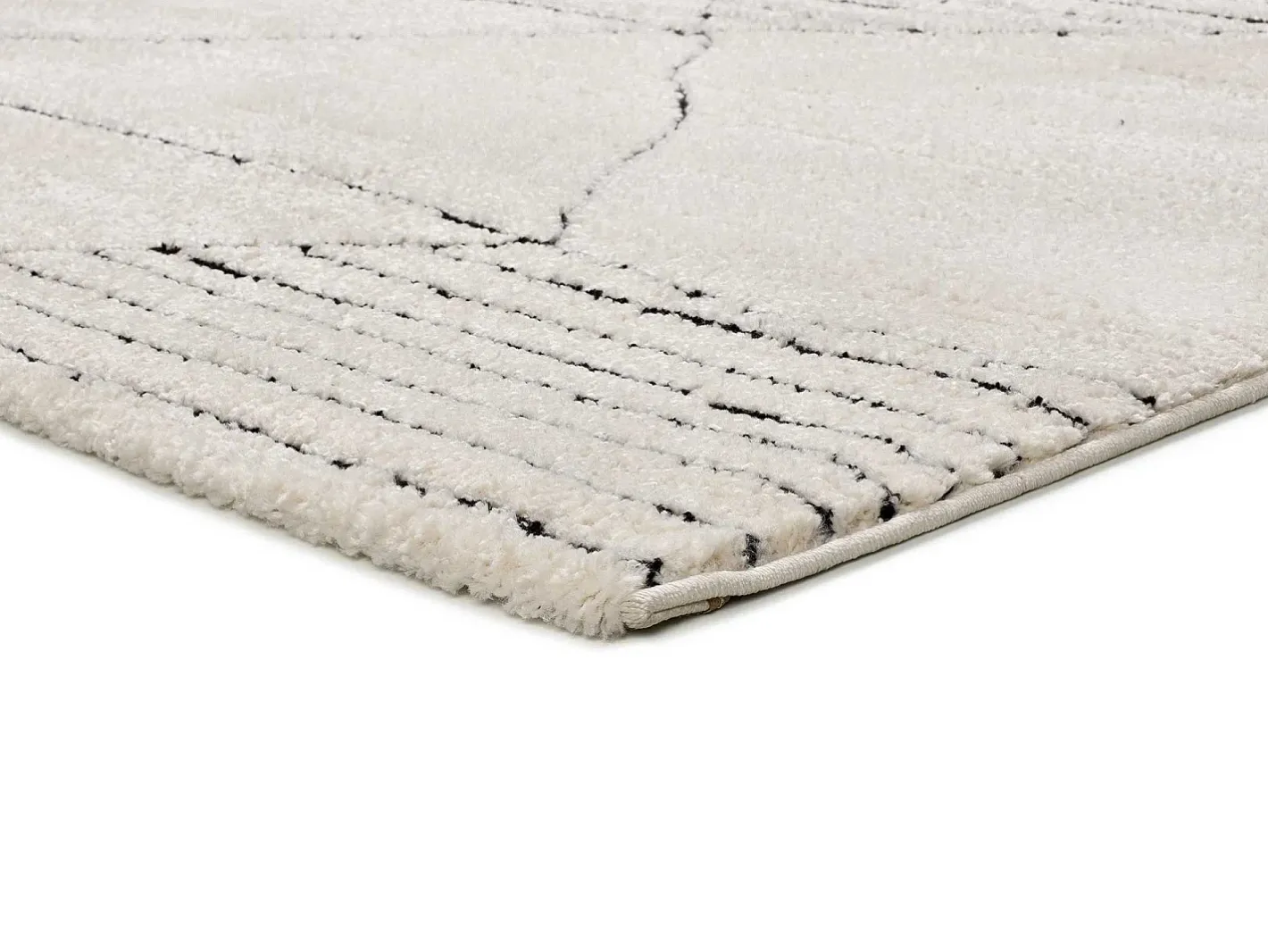 Alfombra De Salón-Alfombra interior - étnico con relieve - blanco - 80 x 150 cm - TURIN Negro / Blanco