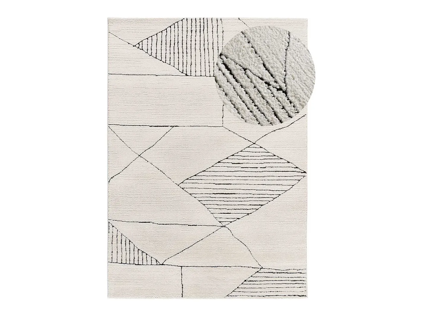 Alfombra De Salón-Alfombra interior - étnico con relieve - blanco - 80 x 150 cm - TURIN Negro / Blanco