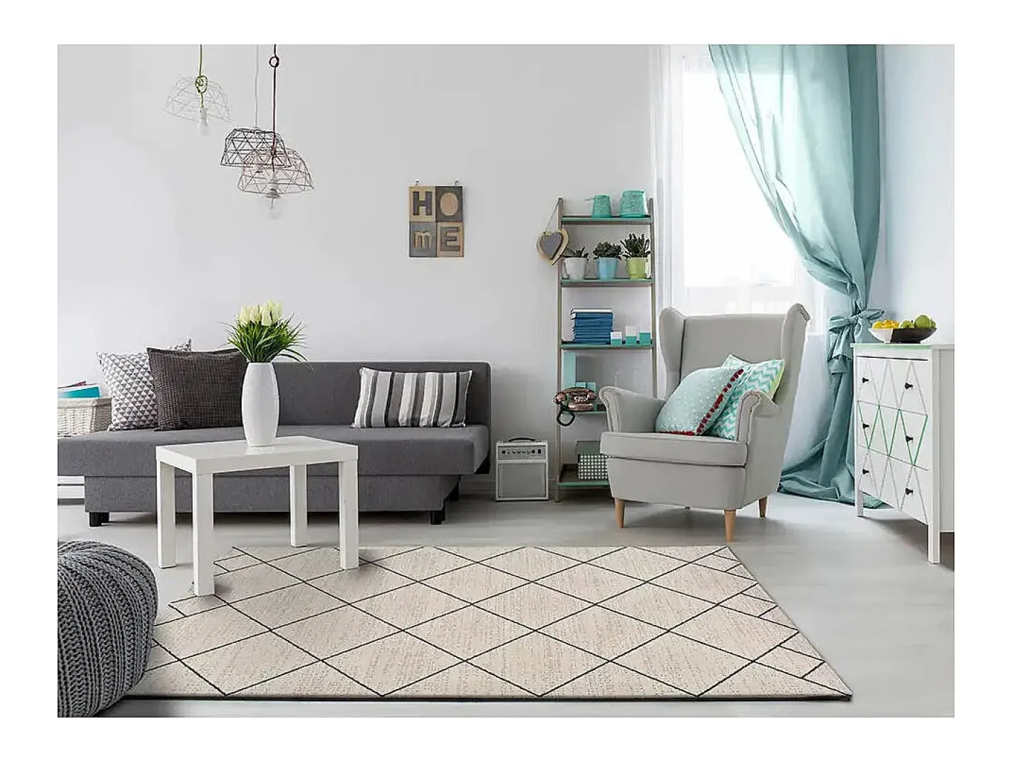 Alfombra interior - étnico - - 60 x 120 cm - MALIKA Blanco Clearance