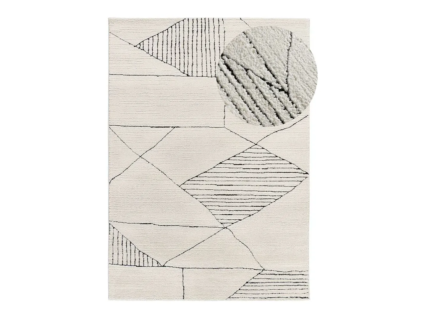 Alfombra De Salón-Alfombra interior - étnico con relieve - blanco - 120 x 170 cm - TURIN Negro / Blanco