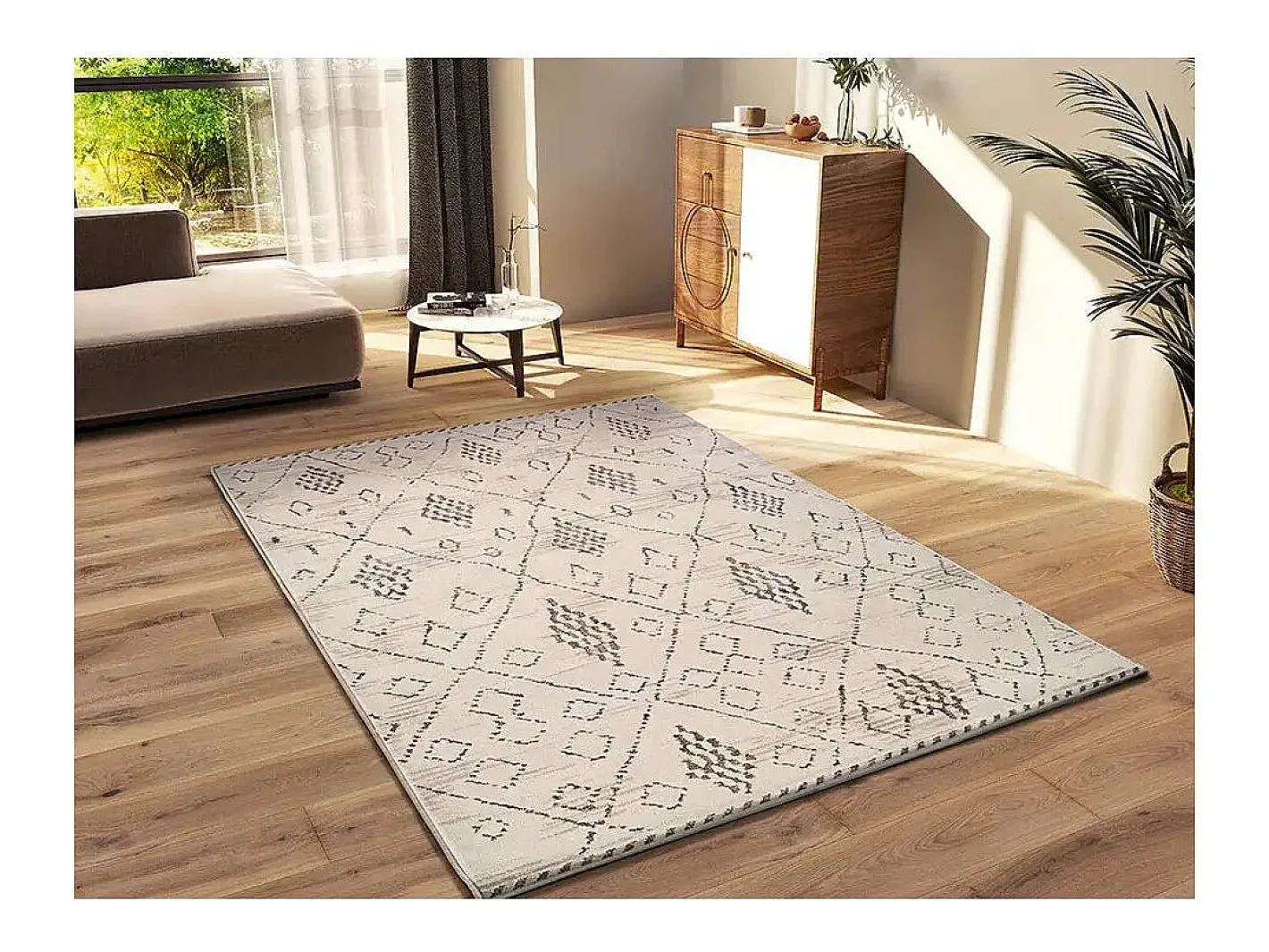 Alfombra interior - étnico - / marrón - 160 x 235 cm - CERES Crema Discount