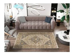 Alfombra De Salón-Alfombra interior - vintage - beige / gris - 160 x 230 cm - DELTA Gris / Beige