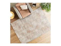 Alfombra interior - geométrico con relieve - beige / caldera - 77 x 150 cm - KEOPS Beige / Cobrizo Discount