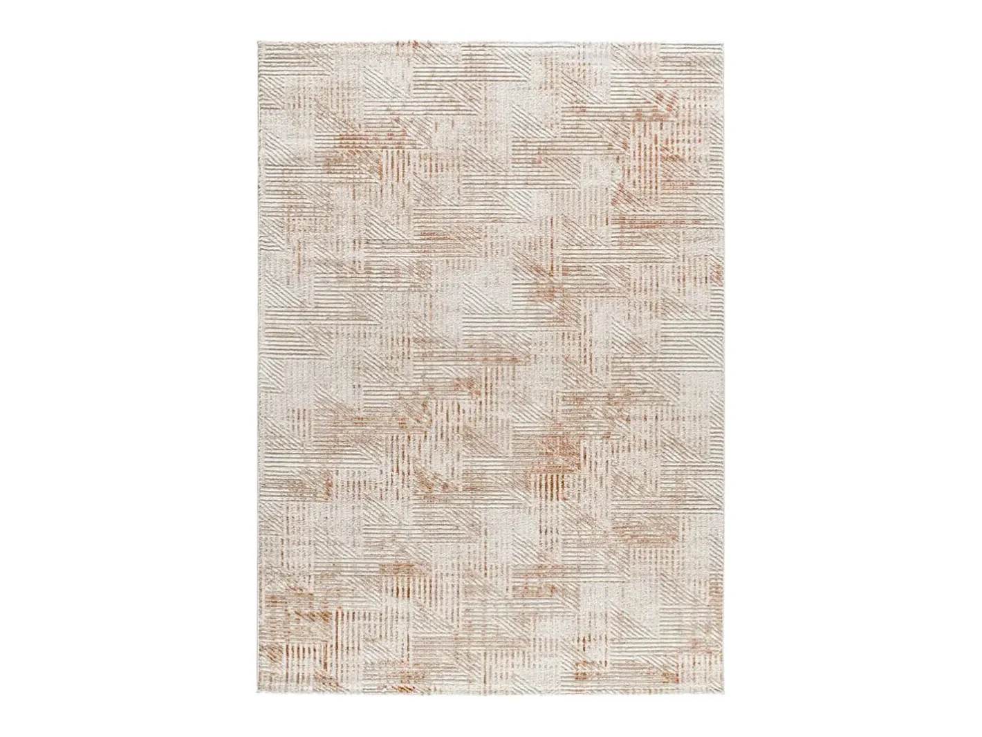 Outlet Alfombra interior - geométrico con relieve - beige / caldera - 192 x 290 cm - KEOPS Beige / Cobrizo