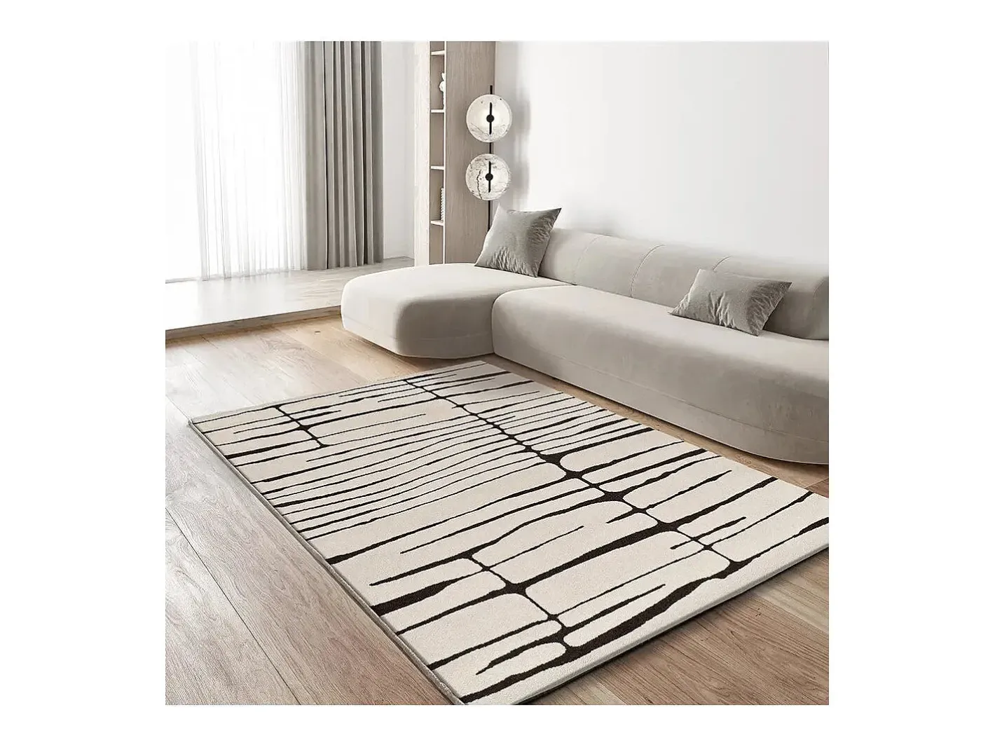 Alfombra De Salón-Alfombra interior - moderno - blanco / negro - 160 x 230 cm - RETRO Negro / Blanco