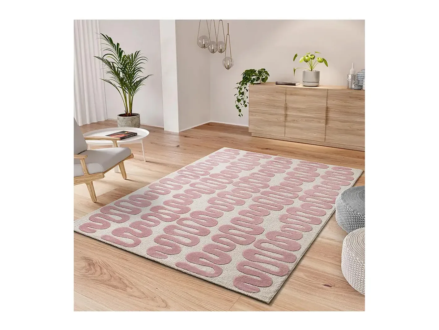 Alfombra De Salón-Alfombra interior - moderno - rosa - 160 x 230 cm - FLASHY Rosa / Blanco