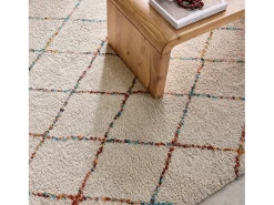 Sweeek Alfombra interior estilo shaggy bereber y multicolor Crema