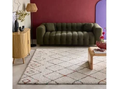 Sweeek Alfombra interior estilo shaggy bereber y multicolor Crema