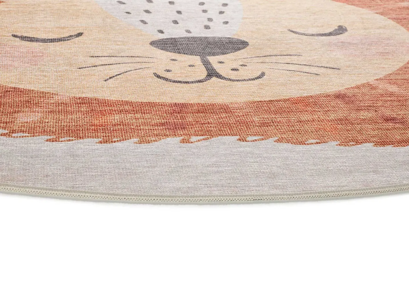 Alfombra Infantil|Alfombra Redonda-Alfombra interior redonda - enfant lion - caldera - diam.120 cm - CANDY Cobrizo