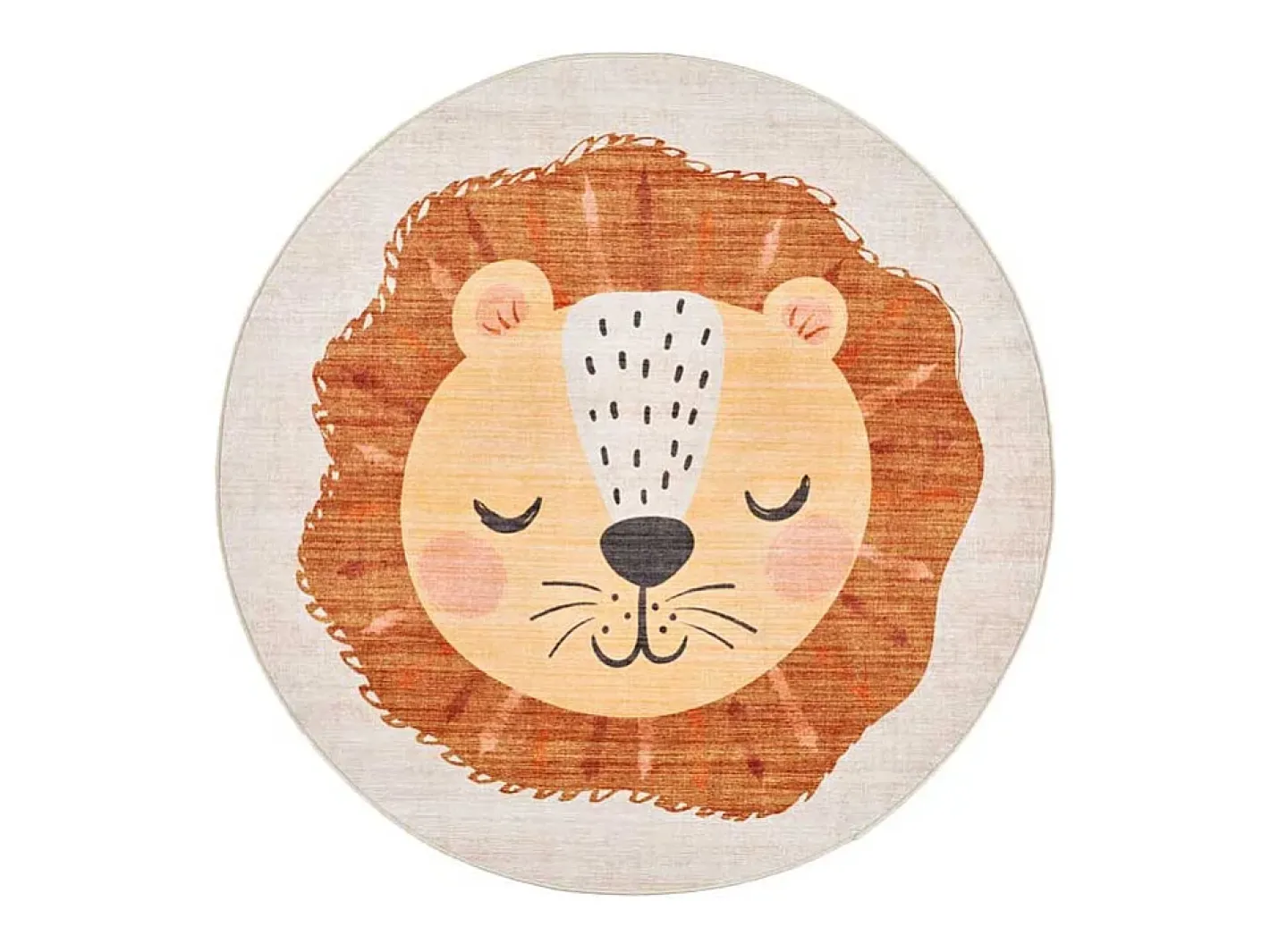 Alfombra Infantil|Alfombra Redonda-Alfombra interior redonda - enfant lion - caldera - diam.120 cm - CANDY Cobrizo