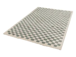 Sweeek Alfombra De Salón-Alfombra interior shaggy damero claro y crema Azul