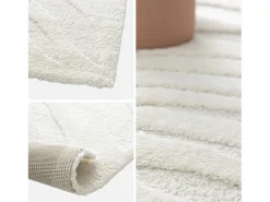 Sweeek Alfombra interior shaggy con motivo vegetal beige Crema New