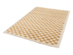 Sweeek Alfombra interior shaggy damero amarillo y crema Mostaza Best