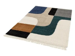 Sweeek Alfombra interior shaggy con patrones geométricos Crema Discount