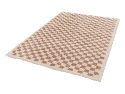 Sweeek Alfombra interior shaggy damero viejo y crema Rosa Outlet