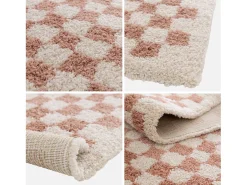 Sweeek Alfombra interior shaggy damero viejo y crema Rosa Outlet