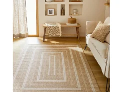 Online Alfombra interior/exterior efecto tela de yute con motivos Beige