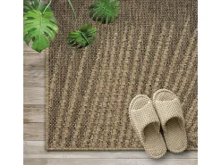 Discount the carpet Alfombra Kansas Exterior Interior Aspecto Yute Palma Resistente intemperie - Naturaleza - 120 x 170 cm Color natural claro