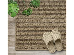 Clearance the carpet Alfombra Kansas Exterior Interior Aspecto Yute diseño Resistente intemperie - Naturaleza - 140 x 200 cm Color natural claro