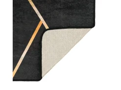 New Alfombra lavable antideslizante negro y dorado 80x150 cm ES93998 Multicolor