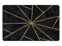 Clicnbuy Alfombra lavable antideslizante negro y dorado 190x300 cm Multicolor Hot
