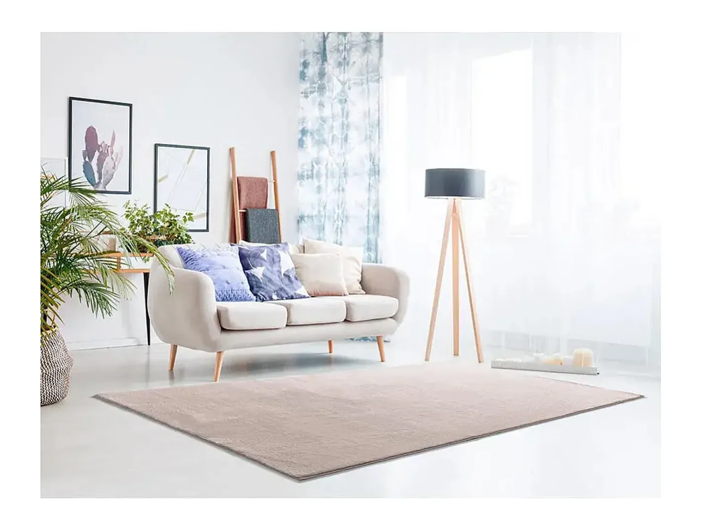New Alfombra lavable antideslizante - liso - maquillaje - 120 x 170 cm - LOFT Rosa palo