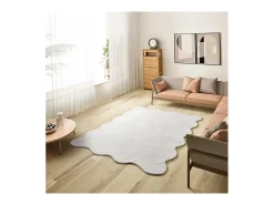 Alfombra De Salón-Alfombra lavable antideslizante - liso - - 160 x 230 cm - MELLOW Blanco