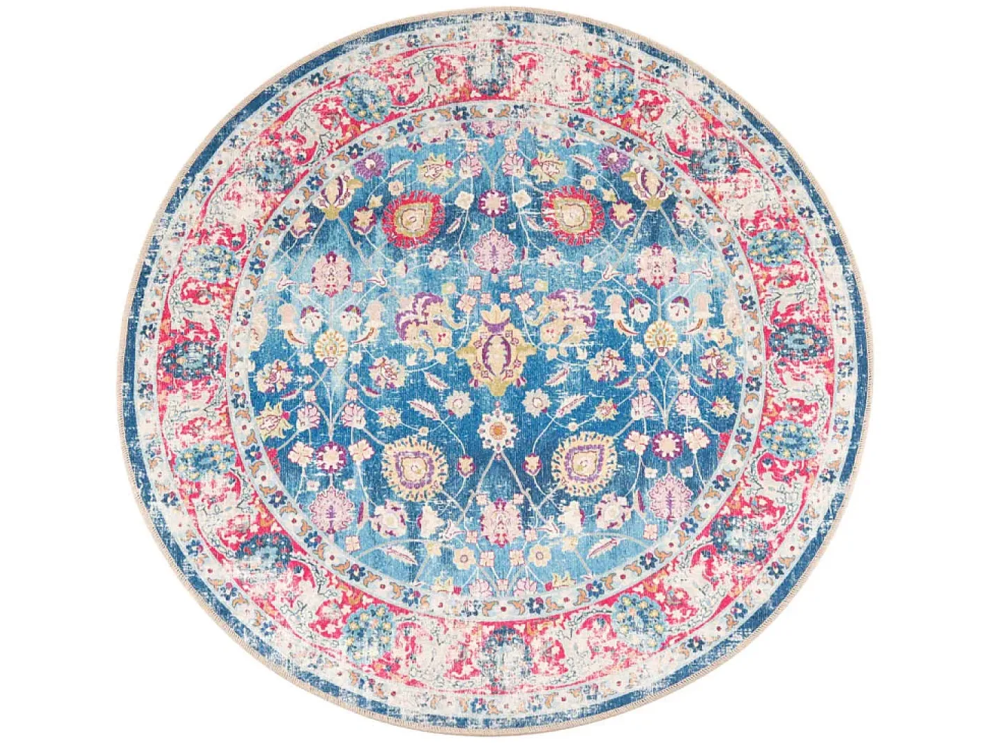 Alfombra De Salón|Alfombra Redonda-Alfombra lavable antideslizante Ø 120 cm ES14141 Multicolor