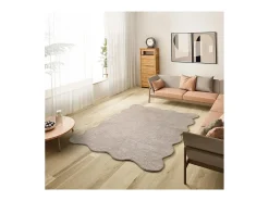 Alfombra De Salón-Alfombra lavable antideslizante - liso - piedra - 160 x 230 cm - MELLOW Topo