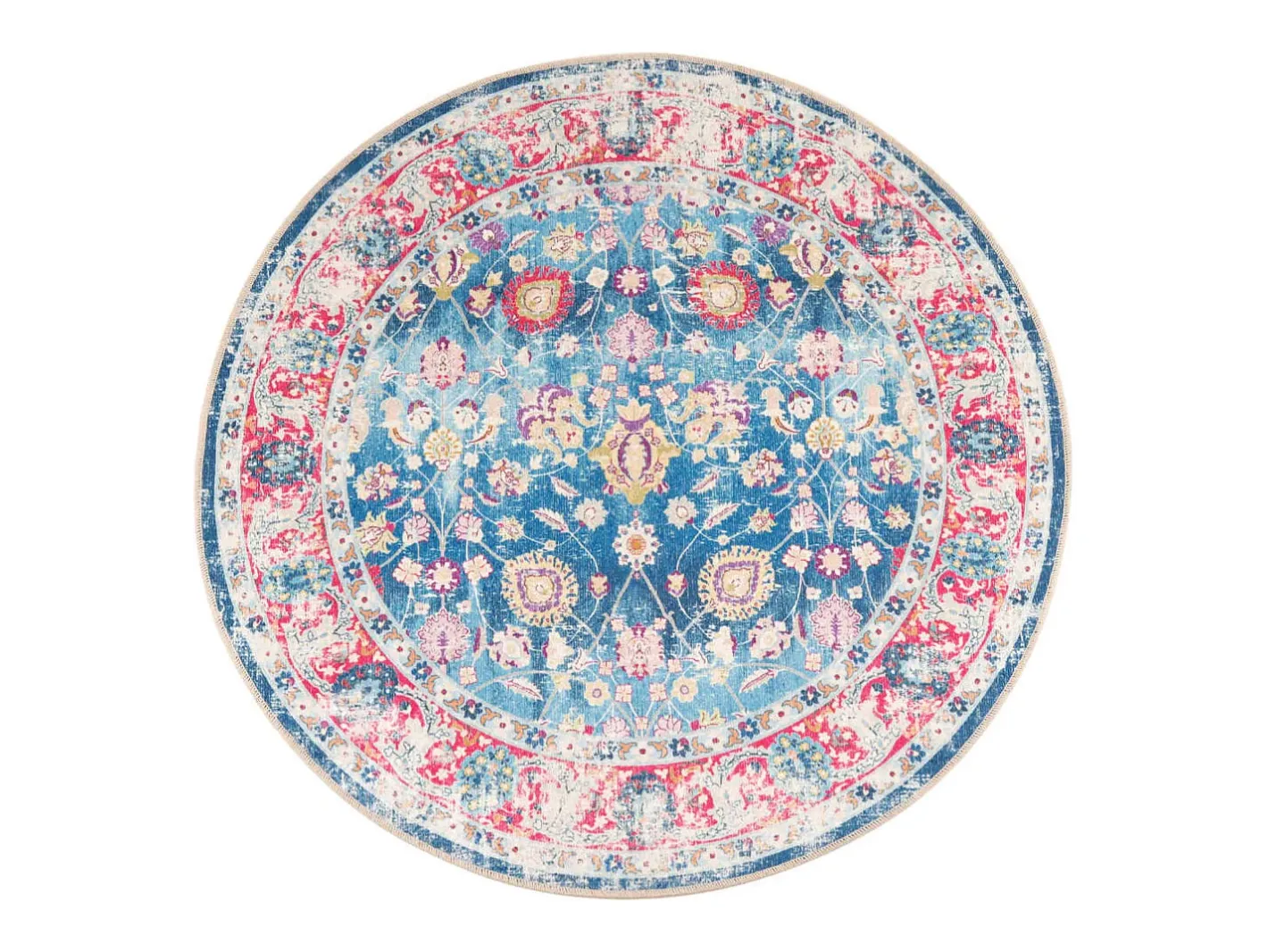 Online Alfombra lavable multicolor Ø 120 cm antideslizante Azul