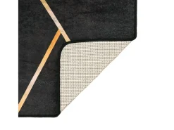 Alfombra lavable negra y dorada 80x300 cm antideslizante Negro Online