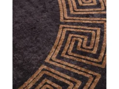 Alfombra De Cocina|Alfombra Redonda-Alfombra lavable negra y dorada Ø 200 cm antideslizante Negro