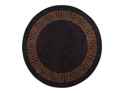 Alfombra De Cocina|Alfombra Redonda-Alfombra lavable negra y dorada Ø 200 cm antideslizante Negro