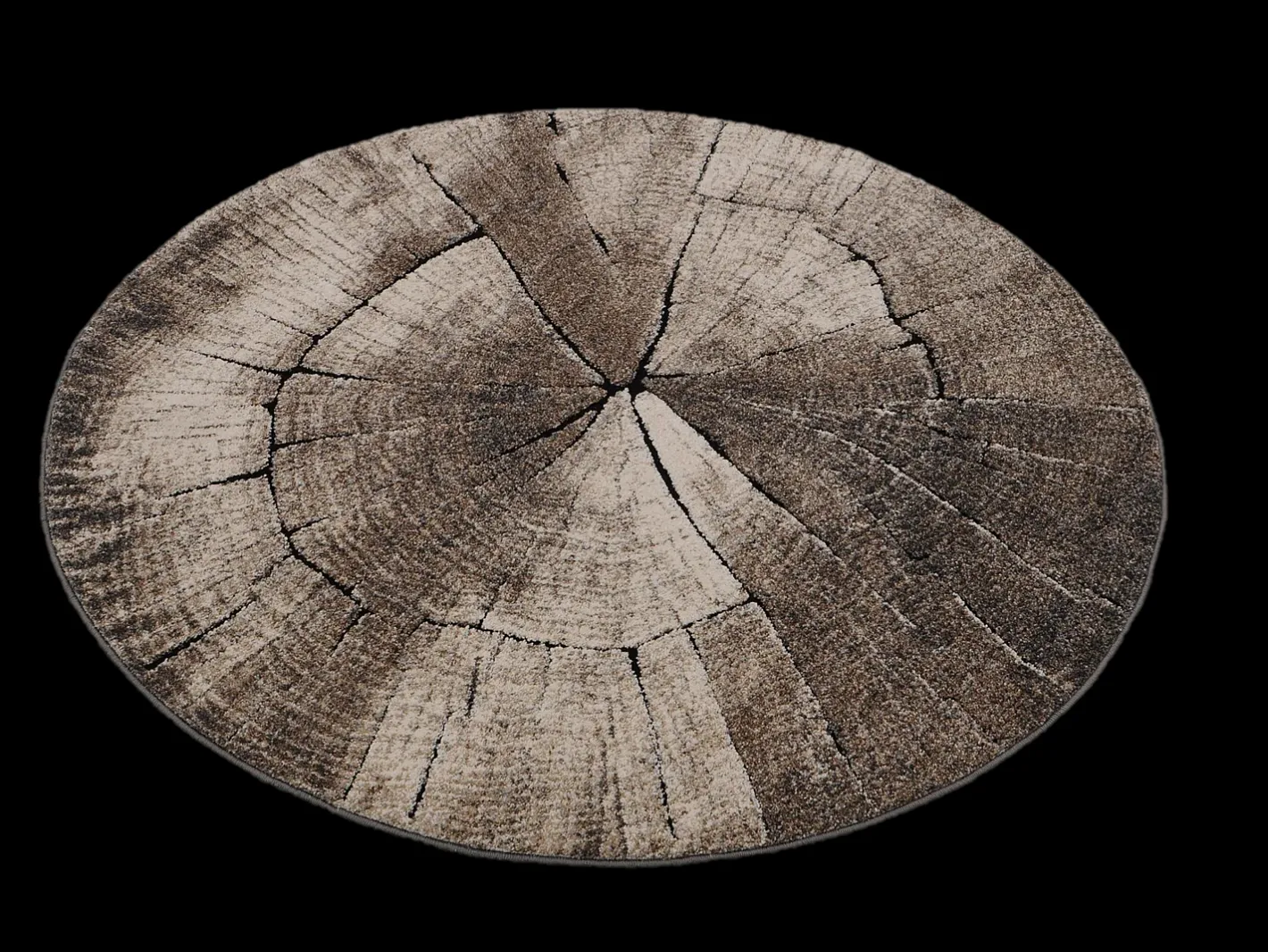 the carpet Alfombra Marla Diseño Moderno Árbol, Natural, 120 cm redondo Color natural oscuro