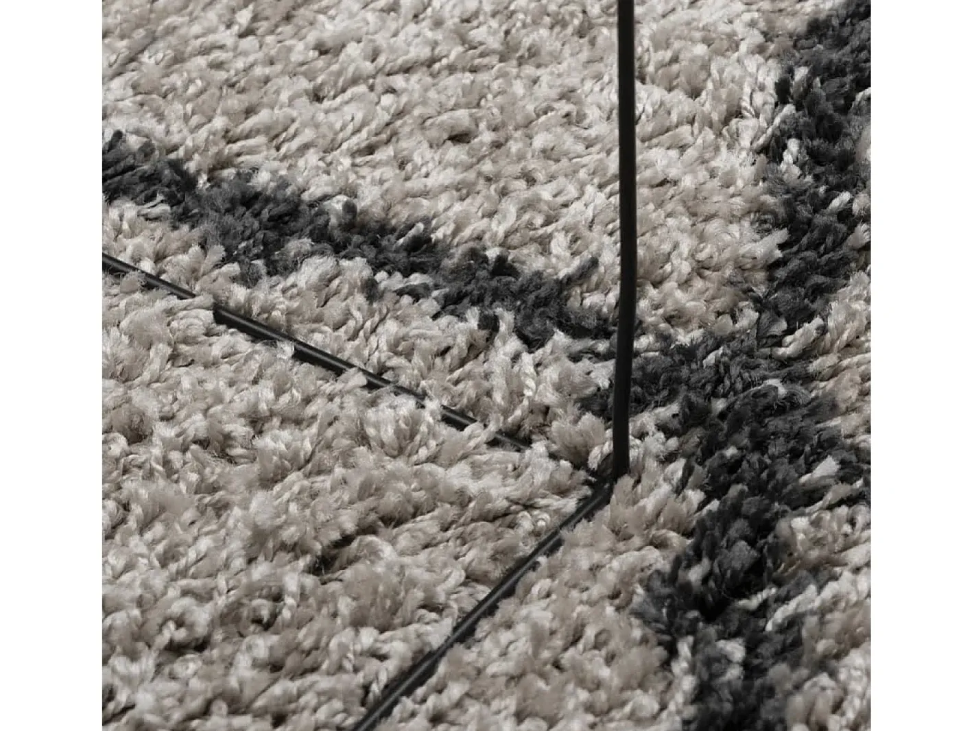 Hot Alfombra moderna de pelo largo en beige y antracita, Ø 80 cm Multicolor
