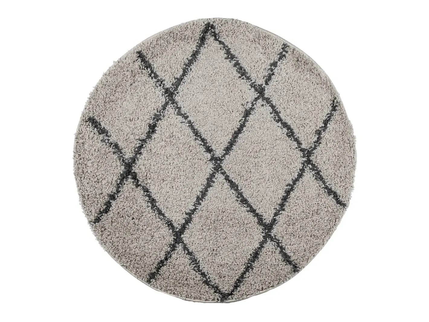 Hot Alfombra moderna de pelo largo en beige y antracita, Ø 80 cm Multicolor