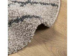 Alfombra moderna de pelo largo en beige y antracita, Ø 100 cm Multicolor Discount